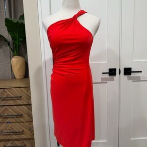 Boston Proper Vibrant Red One-Shoulder Dress